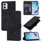 For Motorola Moto G73 Skin Feel Embossed Leather Phone Case(Black) - 1