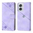 For Motorola Edge 50 Fusion Skin Feel Embossed Leather Phone Case(Light Purple) - 2