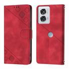 For Motorola Edge 50 Fusion Skin Feel Embossed Leather Phone Case(Red) - 2