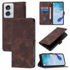 For Motorola Edge 50 Fusion Skin Feel Embossed Leather Phone Case(Brown) - 1
