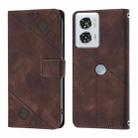 For Motorola Edge 50 Fusion Skin Feel Embossed Leather Phone Case(Brown) - 2