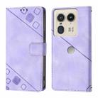 For Motorola Edge 50 Ultra Skin Feel Embossed Leather Phone Case(Light Purple) - 2