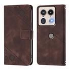 For Motorola Edge 50 5G Global Skin Feel Embossed Leather Phone Case(Brown) - 3