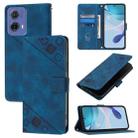 For Motorola Moto G85 Skin Feel Embossed Leather Phone Case(Blue) - 1