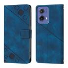 For Motorola Moto G85 Skin Feel Embossed Leather Phone Case(Blue) - 3