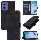 For Motorola Moto G85 Skin Feel Embossed Leather Phone Case(Black) - 1