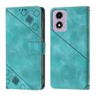 For Motorola Moto E14 Skin Feel Embossed Leather Phone Case(Green) - 3