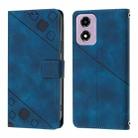 For Motorola Moto E14 Skin Feel Embossed Leather Phone Case(Blue) - 3