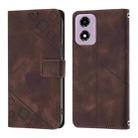 For Motorola Moto E14 Skin Feel Embossed Leather Phone Case(Brown) - 3