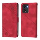 For Motorola Moto G05 Skin Feel Embossed Leather Phone Case(Red) - 2