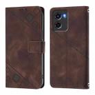 For Motorola Moto G05 Skin Feel Embossed Leather Phone Case(Brown) - 2