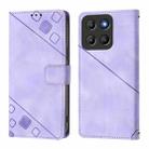 For Motorola Moto G15 Skin Feel Embossed Leather Phone Case(Light Purple) - 2