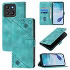 For Motorola Moto G15 Skin Feel Embossed Leather Phone Case(Green) - 1