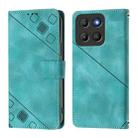 For Motorola Moto G15 Skin Feel Embossed Leather Phone Case(Green) - 2