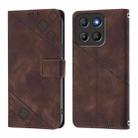 For Motorola Moto G15 Skin Feel Embossed Leather Phone Case(Brown) - 2