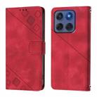 For Motorola Edge 60 Fusion 5G Global Skin Feel Embossed Leather Phone Case(Red) - 2