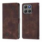 For Motorola Moto G15 / G15 Power Skin Feel Embossed Leather Phone Case(Brown) - 2