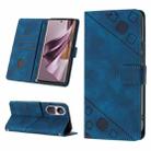 For OPPO Reno10 / Reno10 Pro Global Skin-feel Embossed Leather Phone Case(Blue) - 1
