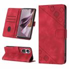 For OPPO Reno10 / Reno10 Pro Global Skin-feel Embossed Leather Phone Case(Red) - 1