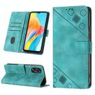 For OPPO A38 4G Global Skin-feel Embossed Leather Phone Case(Green) - 1