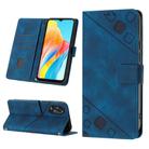 For OPPO A38 4G Global Skin-feel Embossed Leather Phone Case(Blue) - 1