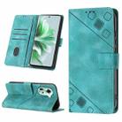 For OPPO Reno11 5G Global Skin-feel Embossed Leather Phone Case(Green) - 1