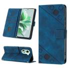 For OPPO Reno11 5G Global Skin-feel Embossed Leather Phone Case(Blue) - 1