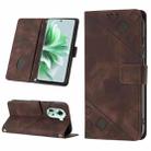 For OPPO Reno11 5G Global Skin-feel Embossed Leather Phone Case(Brown) - 1