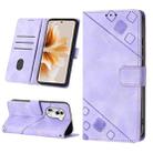 For OPPO Reno11 Pro 5G Global Skin-feel Embossed Leather Phone Case(Light Purple) - 1