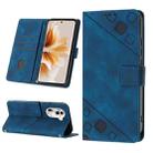 For OPPO Reno11 Pro 5G Global Skin-feel Embossed Leather Phone Case(Blue) - 1