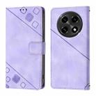 For OPPO A2 Pro 5G / A3 Pro 5G Skin-feel Embossed Leather Phone Case(Light Purple) - 1