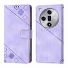 For OPPO Find X7 Skin-feel Embossed Leather Phone Case(Light Purple) - 1