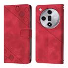 For OPPO Find X7 Skin-feel Embossed Leather Phone Case(Red) - 1