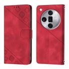 For OPPO Find X7 Ultra Skin-feel Embossed Leather Phone Case(Red) - 1