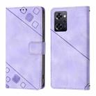 For OPPO Reno9 A JP Version Skin-feel Embossed Leather Phone Case(Light Purple) - 1