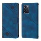 For OPPO Reno9 A JP Version Skin-feel Embossed Leather Phone Case(Blue) - 1