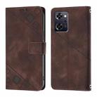 For OPPO Reno9 A JP Version Skin-feel Embossed Leather Phone Case(Brown) - 1