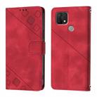 For OPPO A15 / A15s / A35 2021 Skin-feel Embossed Leather Phone Case(Red) - 2