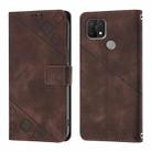 For OPPO A15 / A15s / A35 2021 Skin-feel Embossed Leather Phone Case(Brown) - 2