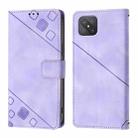 For OPPO A92s Skin-feel Embossed Leather Phone Case(Light Purple) - 2