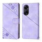 For OPPO A98 5G / F23 5G India Skin-feel Embossed Leather Phone Case(Light Purple) - 2