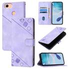 For OPPO F17 / A73 2020 4G Global Skin-feel Embossed Leather Phone Case(Light Purple) - 1
