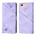 For OPPO F17 / A73 2020 4G Global Skin-feel Embossed Leather Phone Case(Light Purple) - 2