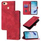 For OPPO F17 / A73 2020 4G Global Skin-feel Embossed Leather Phone Case(Red) - 1