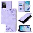 For OPPO A57 4G / A77 4G Global Skin-feel Embossed Leather Phone Case(Light Purple) - 1