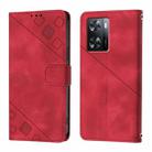 For OPPO A57 4G / A77 4G Global Skin-feel Embossed Leather Phone Case(Red) - 2