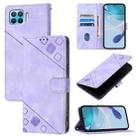 For OPPO Reno4 Lite / Reno4 F Skin-feel Embossed Leather Phone Case(Light Purple) - 1
