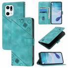 For OPPO Find X5 Skin-feel Embossed Leather Phone Case(Green) - 1