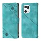 For OPPO Find X5 Skin-feel Embossed Leather Phone Case(Green) - 2