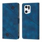 For OPPO Find X5 Skin-feel Embossed Leather Phone Case(Blue) - 2